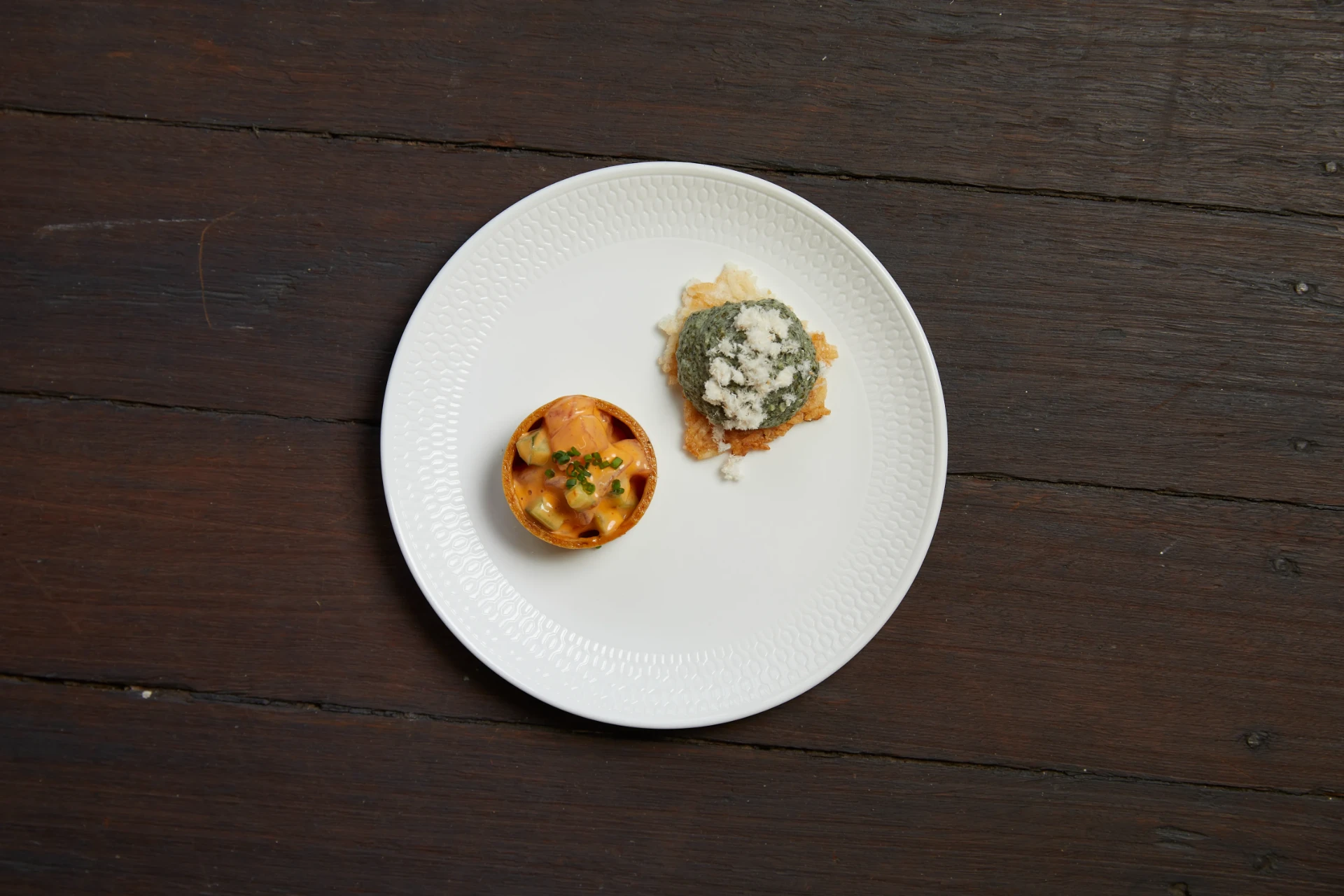 Salmon tartlet and nori croquette — Kreative Catering, Sydney event catering