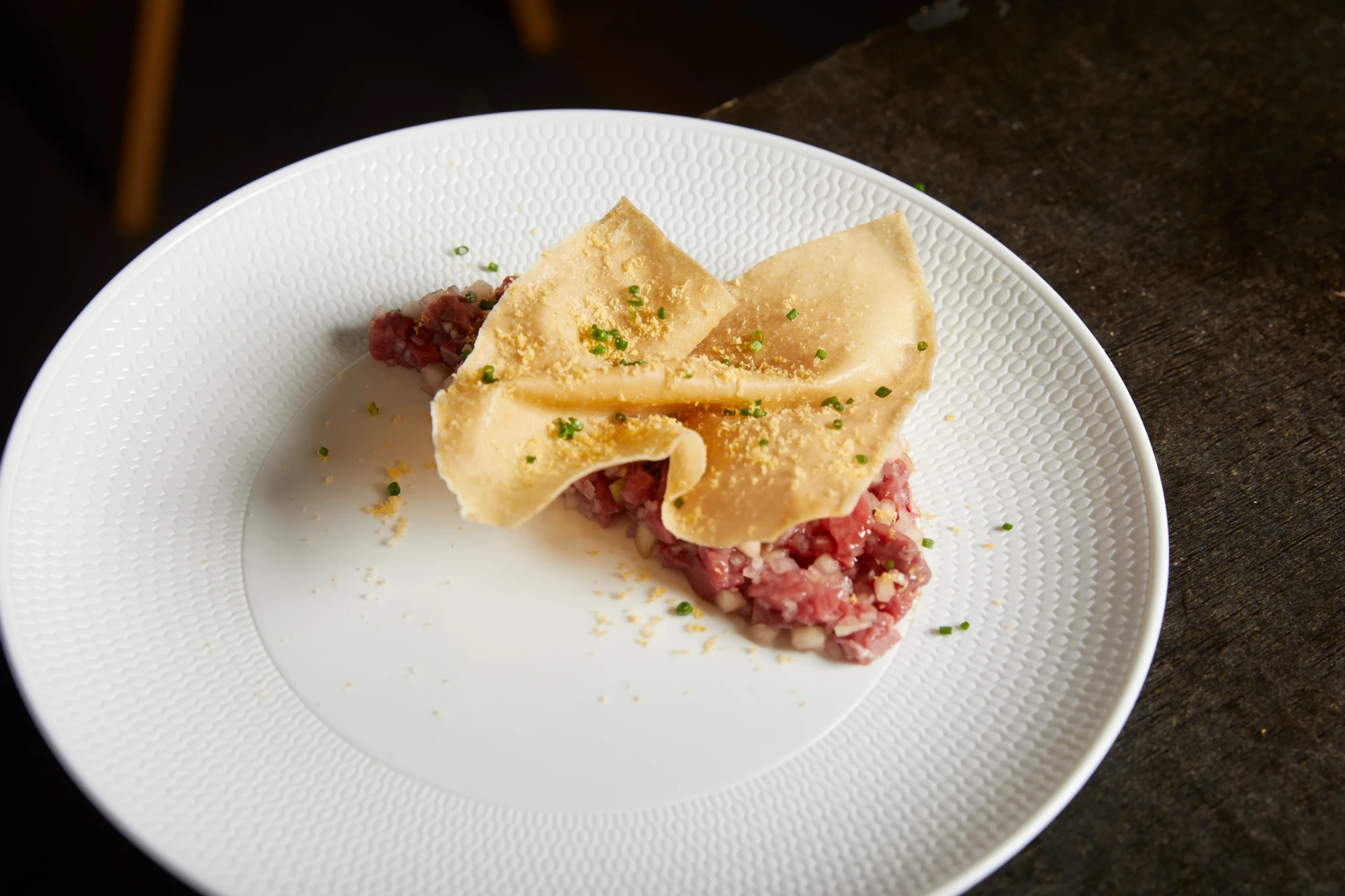 Beef tartare with crisp pastry — Kreative Catering, Sydney event catering